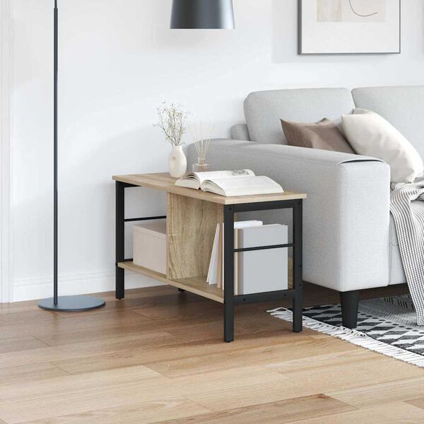 vidaXL K&ouml;nyvespolc Sonoma t&ouml;lgy 82 x 32 x 47 cm Faanyag