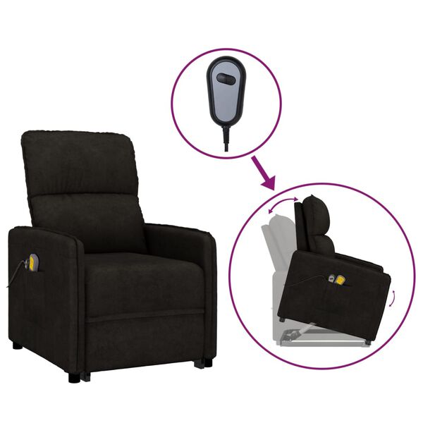 vidaXL fekete mikrosz&aacute;las sz&ouml;vet fel&aacute;ll&aacute;st seg&iacute;tő massz&aacute;zsfotel