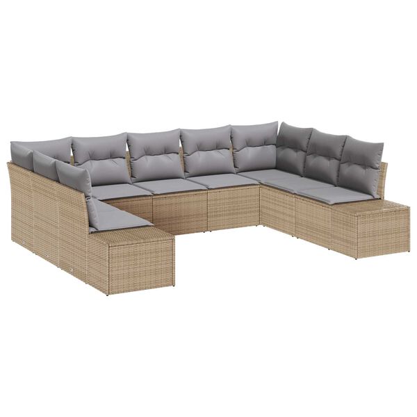 vidaXL Kerti Kanapé Szett 9 pcs Beige és Világosszürke Polyrattan