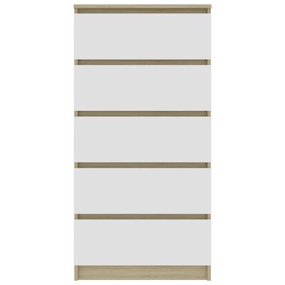 vidaXL fehér-sonomatölgy színű fiókos forgácslap komód 60x35x121 cm