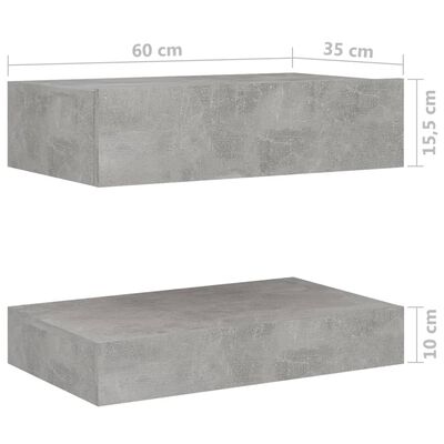 vidaXL 2 db betonszürke forgácslap éjjeliszekrény 60 x 35 cm