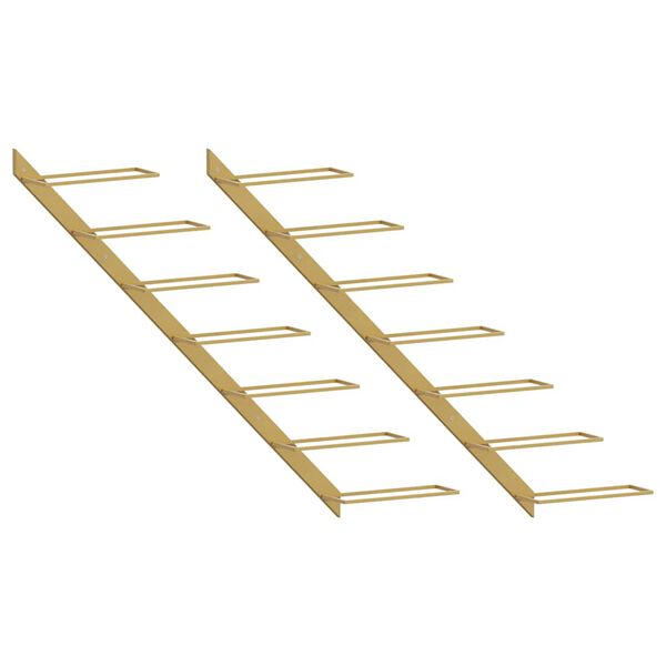 vidaXL 2 db arany f&eacute;m falra szerelhető bortart&oacute; &aacute;llv&aacute;ny 7 palacknak