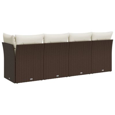 vidaXL 4 személyes barna polyrattan kerti kanapé párnával
