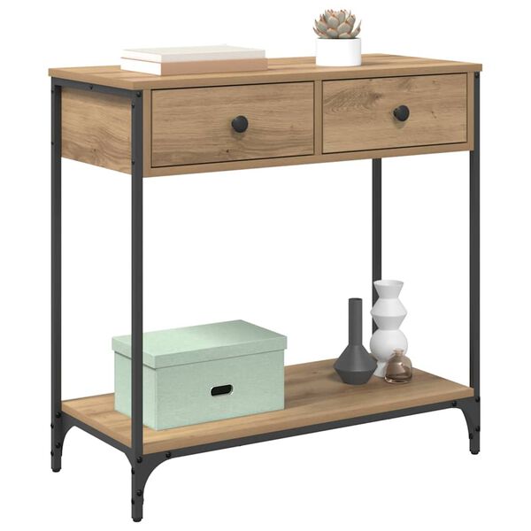 vidaXL Konzolasztal fi&oacute;kkal Artisan t&ouml;lgy 75 x 34,5 x 75 cm Faanyag