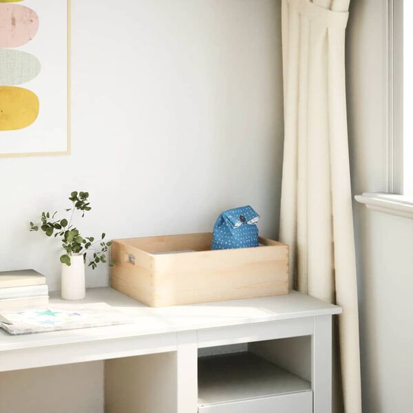 vidaXL Fa doboz fogantyúkkal 40x30x13 cm tömör fa fenyő