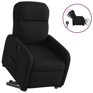 vidaXL elektromos fel&aacute;ll&aacute;st seg&iacute;tő fekete sz&ouml;vet d&ouml;nthető fotel