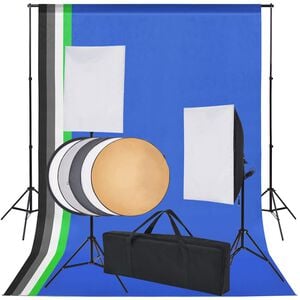 vidaXL fot&oacute; st&uacute;di&oacute; szett: 5 db sz&iacute;nes h&aacute;tt&eacute;r &eacute;s 2 db softbox