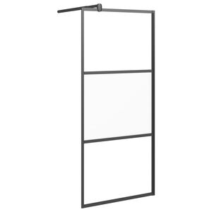 vidaXL fekete selyemmatt ESG &uuml;veg zuhanyfal 80 x 195 cm