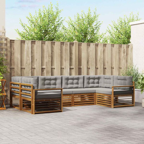 vidaXL K&uuml;lt&eacute;ri kanap&eacute; szett 6 pcs Term&eacute;szetes &eacute;s Vil&aacute;gossz&uuml;rke