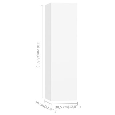 vidaXL 4 db fehér forgácslap TV-szekrény 30,5 x 30 x 110 cm