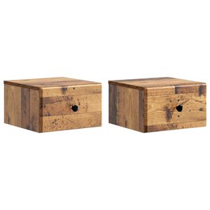 vidaXL Fali &eacute;jjeli szekr&eacute;ny 2 db Antik Fa 34,5 x 33 x 20 cm Szerelt Fa
