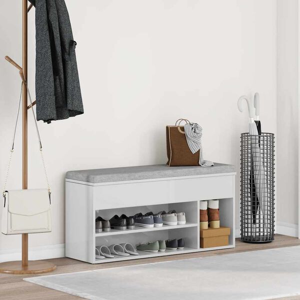 vidaXL magasf&eacute;nyű feh&eacute;r szerelt fa cipőpolc 102x30,5x45 cm