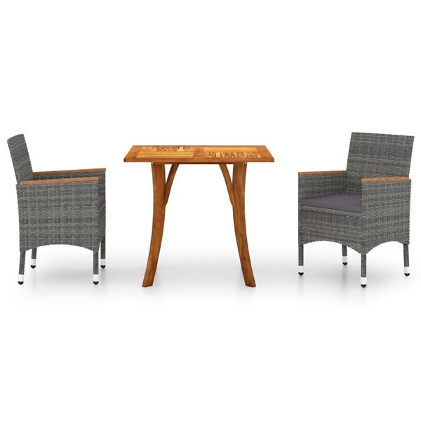 vidaXL 3 r&eacute;szes sz&uuml;rke kerti &eacute;tkezőszett