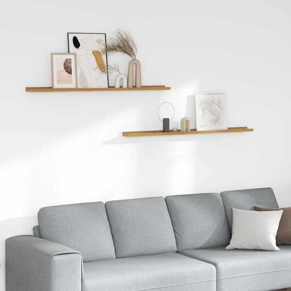 vidaXL Falpolc polcokkal t&aacute;rol&oacute;val 2 pcs B&eacute;zs 115 x 9 x 3 cm Faanyag