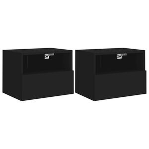 vidaXL 2 db fekete szerelt fa fali TV-szekr&eacute;ny 40 x 30 x 30 cm