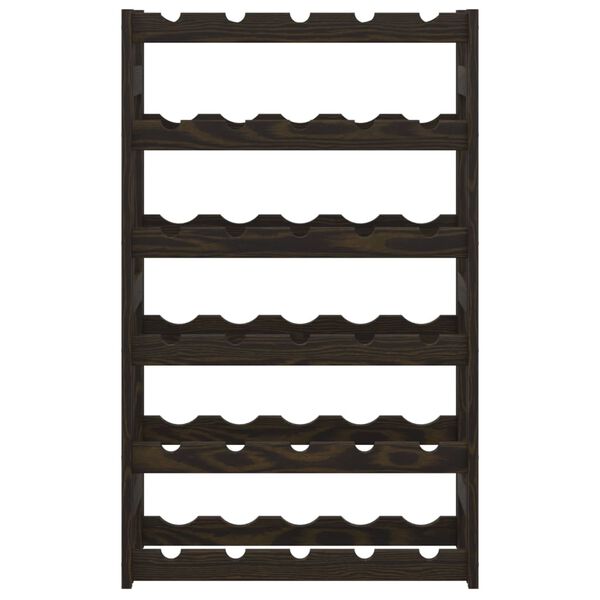 vidaXL fekete tömör fenyőfa bortartó 30 palackhoz