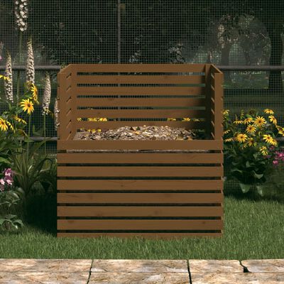 vidaXL barna tömör fenyőfa komposztáló 100 x 100 x 102 cm