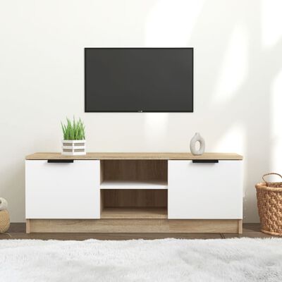 vidaXL fehér és sonoma-tölgy szerelt fa TV-szekrény 102x35x36,5 cm