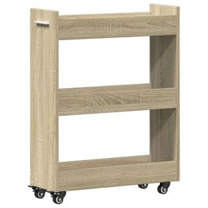 vidaXL sonoma t&ouml;lgy sz&iacute;nű szerelt fa szekr&eacute;ny kerekekkel 60x22x79 cm