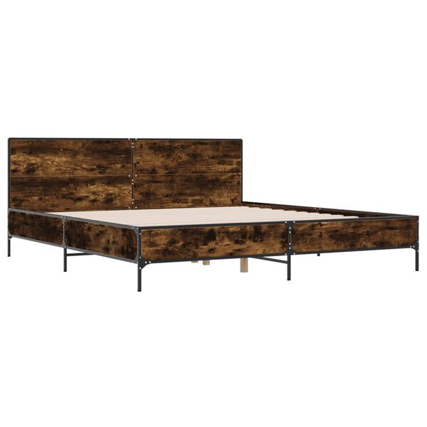 vidaXL f&uuml;st&ouml;s t&ouml;lgy sz&iacute;nű szerelt fa &eacute;s f&eacute;m &aacute;gykeret 180 x 200 cm