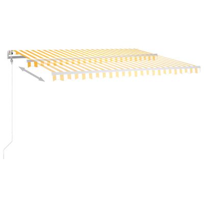 vidaXL sárga és fehér kézzel kihúzható LED-es napellenző 4 x 3,5 m
