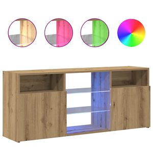 vidaXL k&eacute;zműves t&ouml;lgy szerelt fa TV-szekr&eacute;ny LED-ekkel 120x30x50 cm