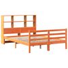 vidaXL viaszbarna tömör fa könyvespolcos ágy matrac nélkül 150 x 200cm