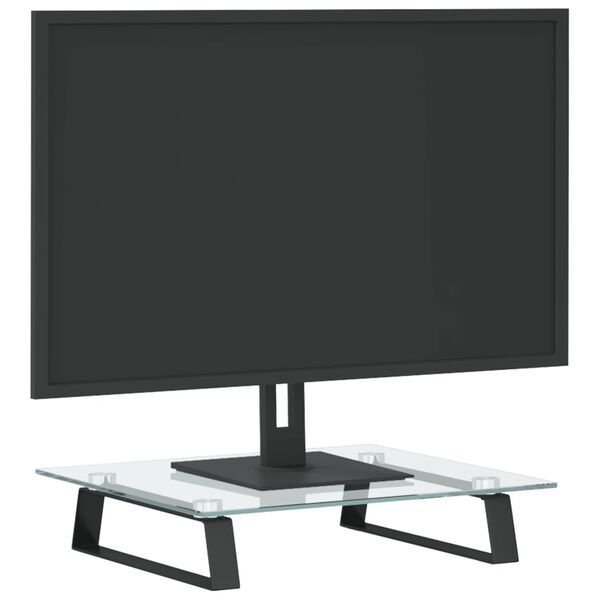 vidaXL fekete edzett &uuml;veg &eacute;s f&eacute;m monitor&aacute;llv&aacute;ny 40 x 35 x 8 cm