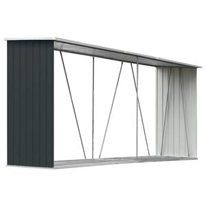 vidaXL antracit horganyzott ac&eacute;l kerti tűzifat&aacute;rol&oacute; 330 x 84 x 152 cm
