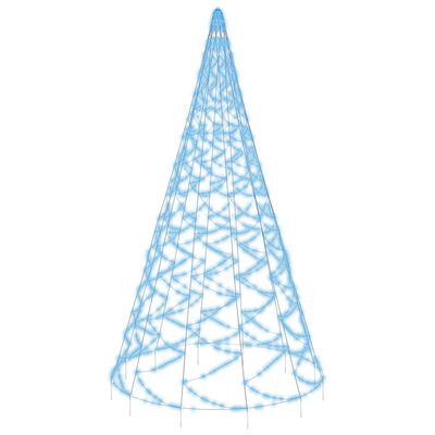 vidaXL karácsonyfa zászlórúdon 1400 kék LED-del 500 cm
