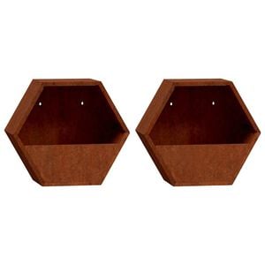 vidaXL 2 db rozsda sz&iacute;nű corten ac&eacute;l fali n&ouml;v&eacute;nytart&oacute; 30 x 10 x 25 cm