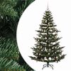 vidaXL Műkar&aacute;csonyfa g&ouml;mbbel 210 cm 300 LED Meleg feh&eacute;r PE &eacute;s PVC Z&ouml;ld