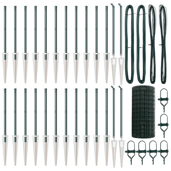 vidaXL Ker&iacute;t&eacute;s oszlopokkal Z&ouml;ld 0,6 x 50 m Ac&eacute;l &eacute;s PVC