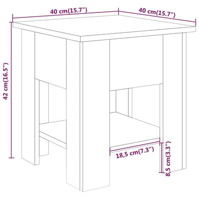 vidaXL fehér szerelt fa dohányzóasztal 40 x 40 x 42 cm
