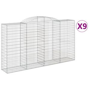 vidaXL 9 db &iacute;ves horganyzott vas gabion kos&aacute;r 300x50x160/180 cm