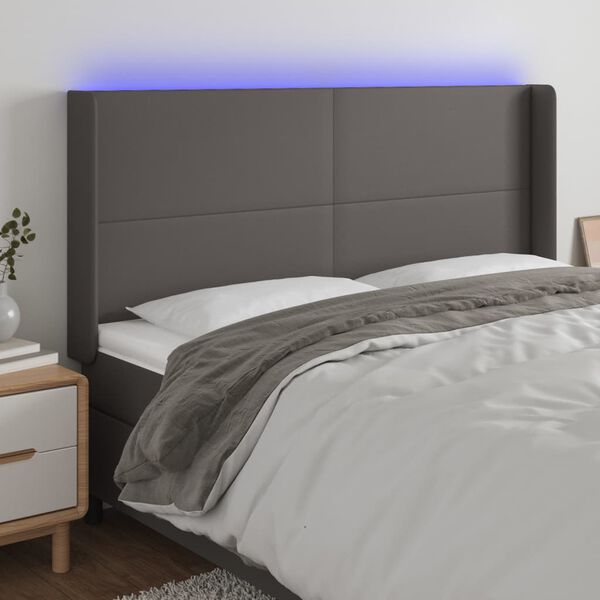 vidaXL sz&uuml;rke műbőr LED-es fejt&aacute;mla 163x16x118/128 cm