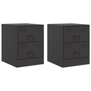 vidaXL 2 db fekete ac&eacute;l &eacute;jjeliszekr&eacute;ny 34,5 x 39 x 44 cm