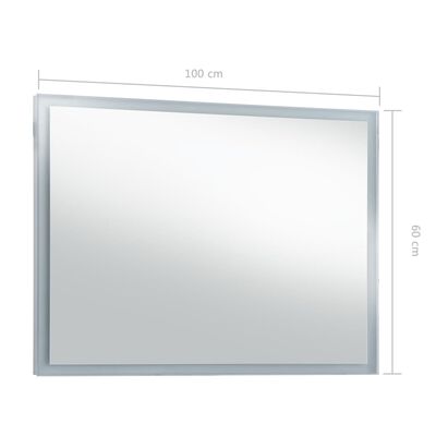vidaXL LED-es fürdőszobai falitükör 100 x 60 cm