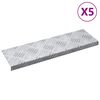 vidaXL L&eacute;pcsőfok N&eacute;gysz&ouml;gletes 5 pcs Ez&uuml;st 60 x 18 cm Alum&iacute;nium