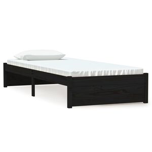 vidaXL Small Single fekete t&ouml;m&ouml;r fa &aacute;gykeret 75 x 190 cm