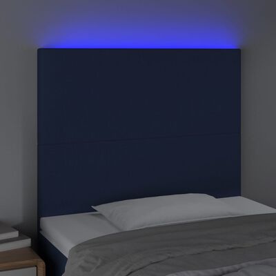 vidaXL kék szövet LED-es fejtámla 80x5x118/128 cm