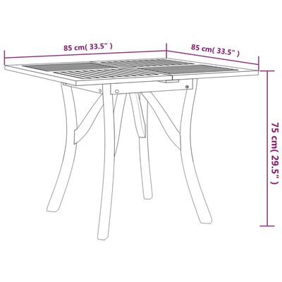 vidaXL tömör akácfa kerti asztal 85 x 85 x 75 cm