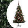 vidaXL Műfenyő g&ouml;mb&ouml;kkel 150 cm 150 LED Meleg feh&eacute;r PVC &eacute;s f&eacute;m
