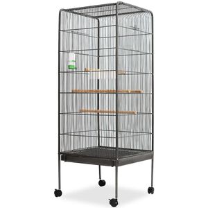 vidaXL fekete ac&eacute;l mad&aacute;rkalitka 54 x 54 x 146 cm