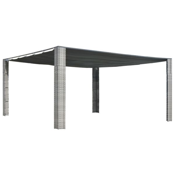 vidaXL sz&uuml;rke &eacute;s antracit polyrattan pavilon tetővel 400x400x200 cm