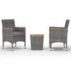 vidaXL 3 r&eacute;szes sz&uuml;rke polyrattan &eacute;s ak&aacute;cfa bisztr&oacute;szett