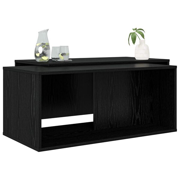 vidaXL K&aacute;vasztal Szett 2 pcs Fekete t&ouml;lgy Faanyag