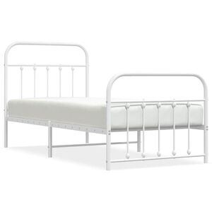 vidaXL feh&eacute;r f&eacute;m &aacute;gykeret fej- &eacute;s l&aacute;bt&aacute;ml&aacute;val 90 x 190 cm