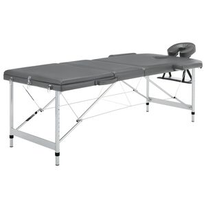 vidaXL antracit 3 z&oacute;n&aacute;s massz&aacute;zsasztal alum&iacute;niumv&aacute;zzal 186 x 68 cm