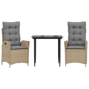 vidaXL 5 r&eacute;szes b&eacute;zs polyrattan kerti &eacute;tkezőgarnit&uacute;ra p&aacute;rn&aacute;kkal